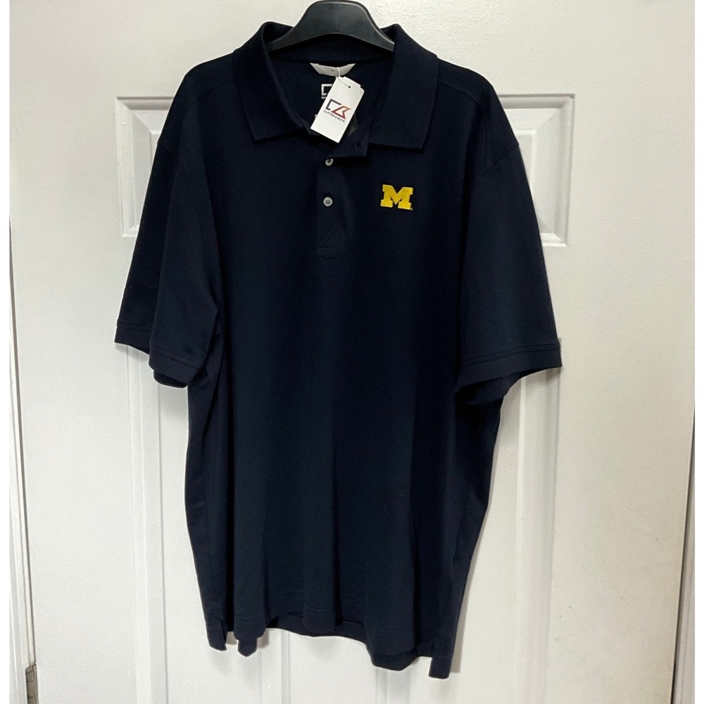 Cutter & Buck Michigan Wolverines Polo Shirt XL Navy MCK09321 DryTec Cotton+